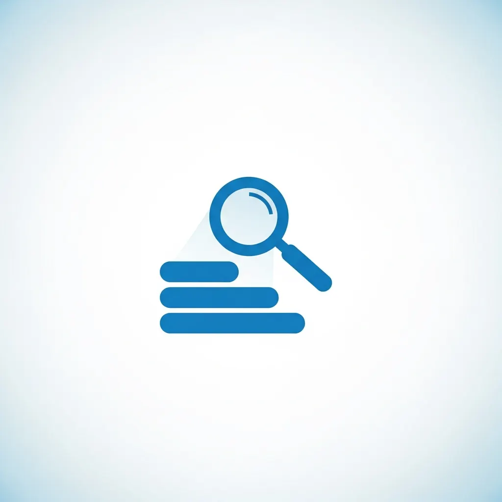 A magnifying glass scanning across a small stack of data broker records.
