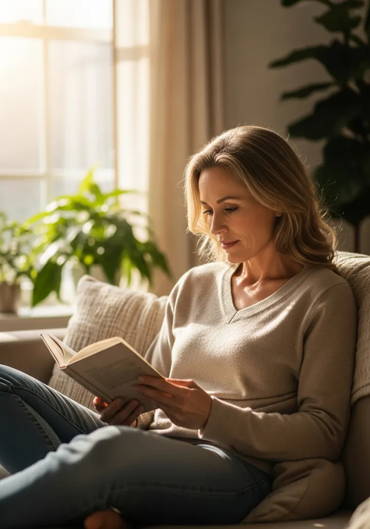 Woman relaxing while re-scans run in the background