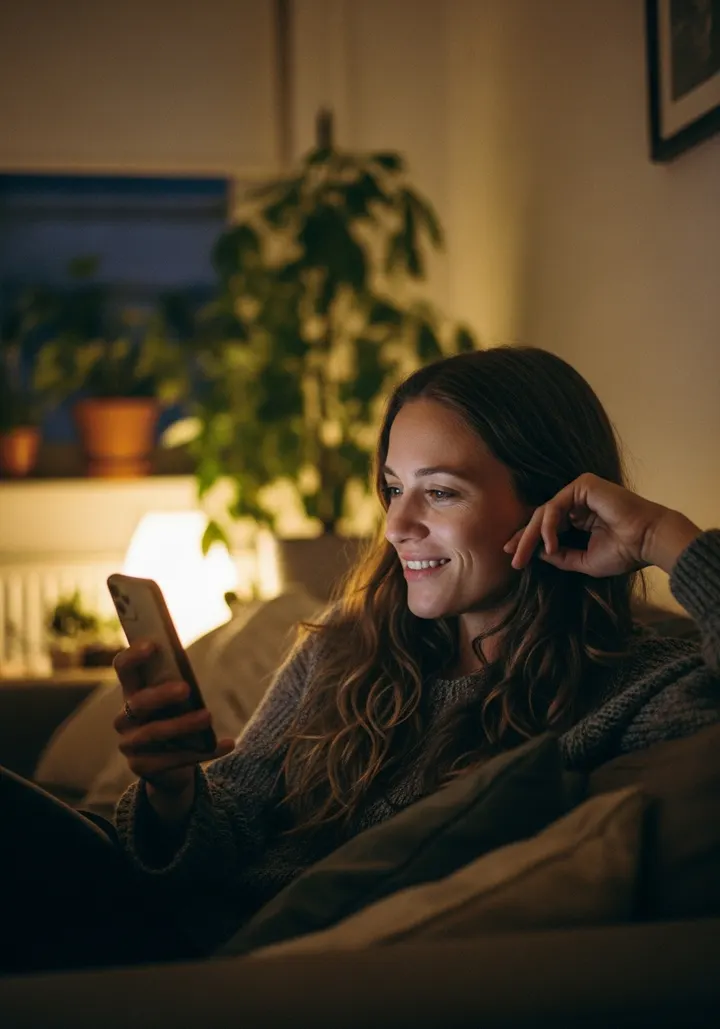 Woman relaxing on her couch while her data broker removals complete