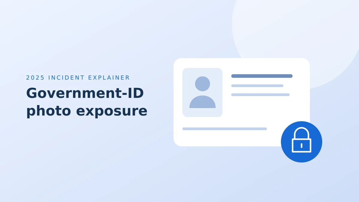 Original editorial illustration of a fictional blank identity card. Not a real document or leaked Discord record.