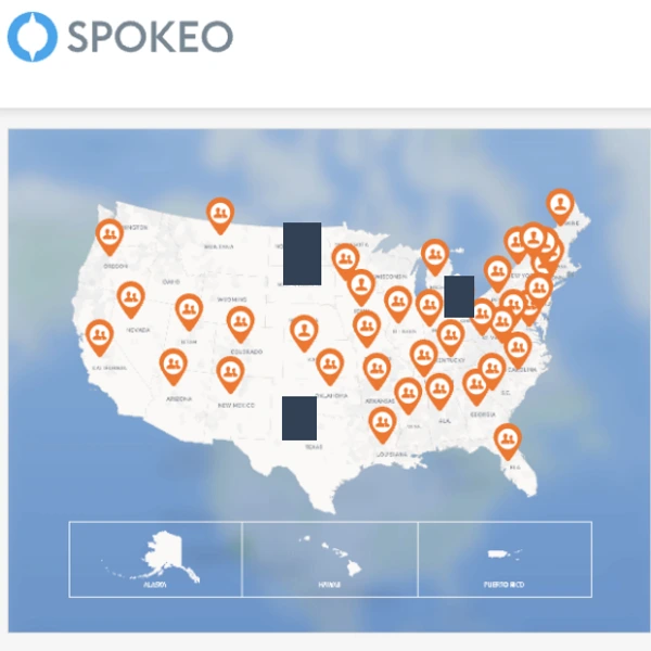 Close crop of the Spokeo logo and directory map from an existing genuine redacted interface capture. No identifying information is displayed.