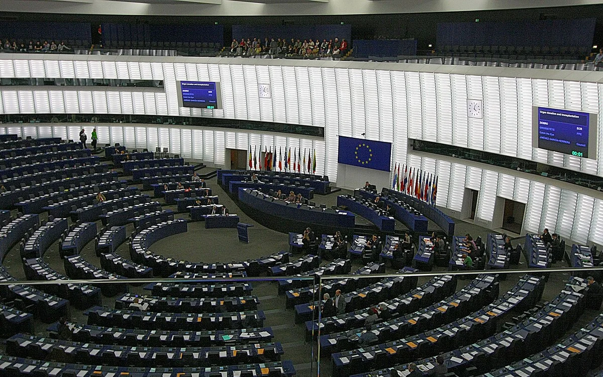 File photograph of the European Parliament chamber, relevant to the article's discussion of GDPR. Not a photograph of a new legislative event.