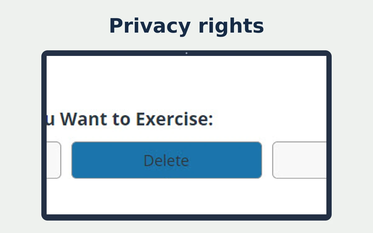Close-up of the genuine Acxiom Delete choice in its privacy-rights form, cropped above the guide annotation and framed as an editorial excerpt.