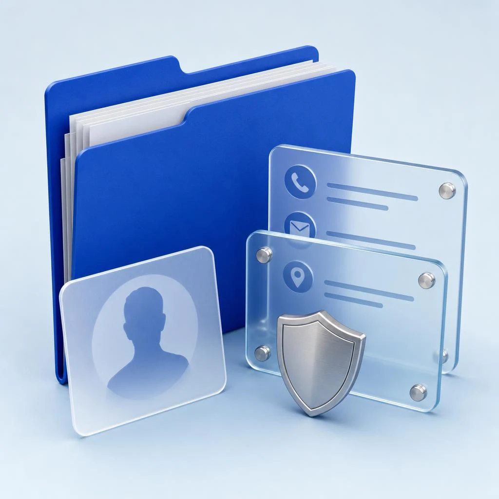Original conceptual artwork representing personal-profile privacy, not a broker screenshot.