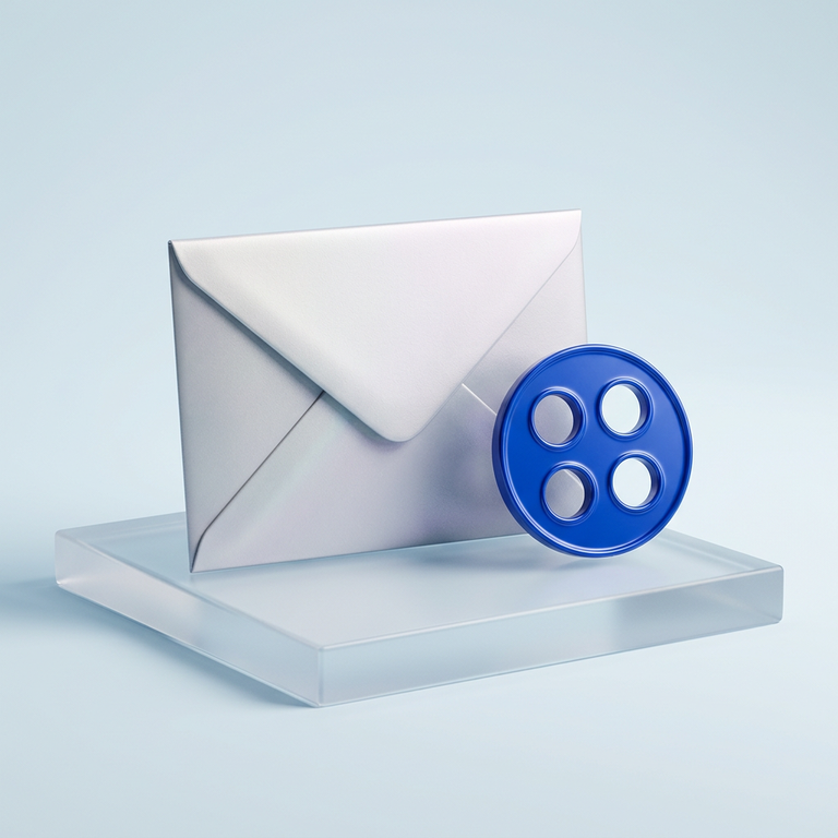Original conceptual illustration: an envelope and verification token, representing completing the email check. Not a broker screenshot.