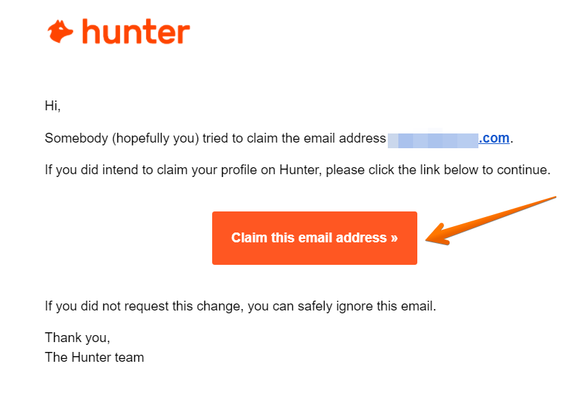 Historical email ownership check interface example for Hunter.io. Example identifying details are obscured where needed.