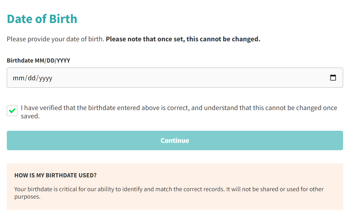 Historical date-of-birth matching screen interface example for Instant Checkmate. Example identifying details are obscured where needed.