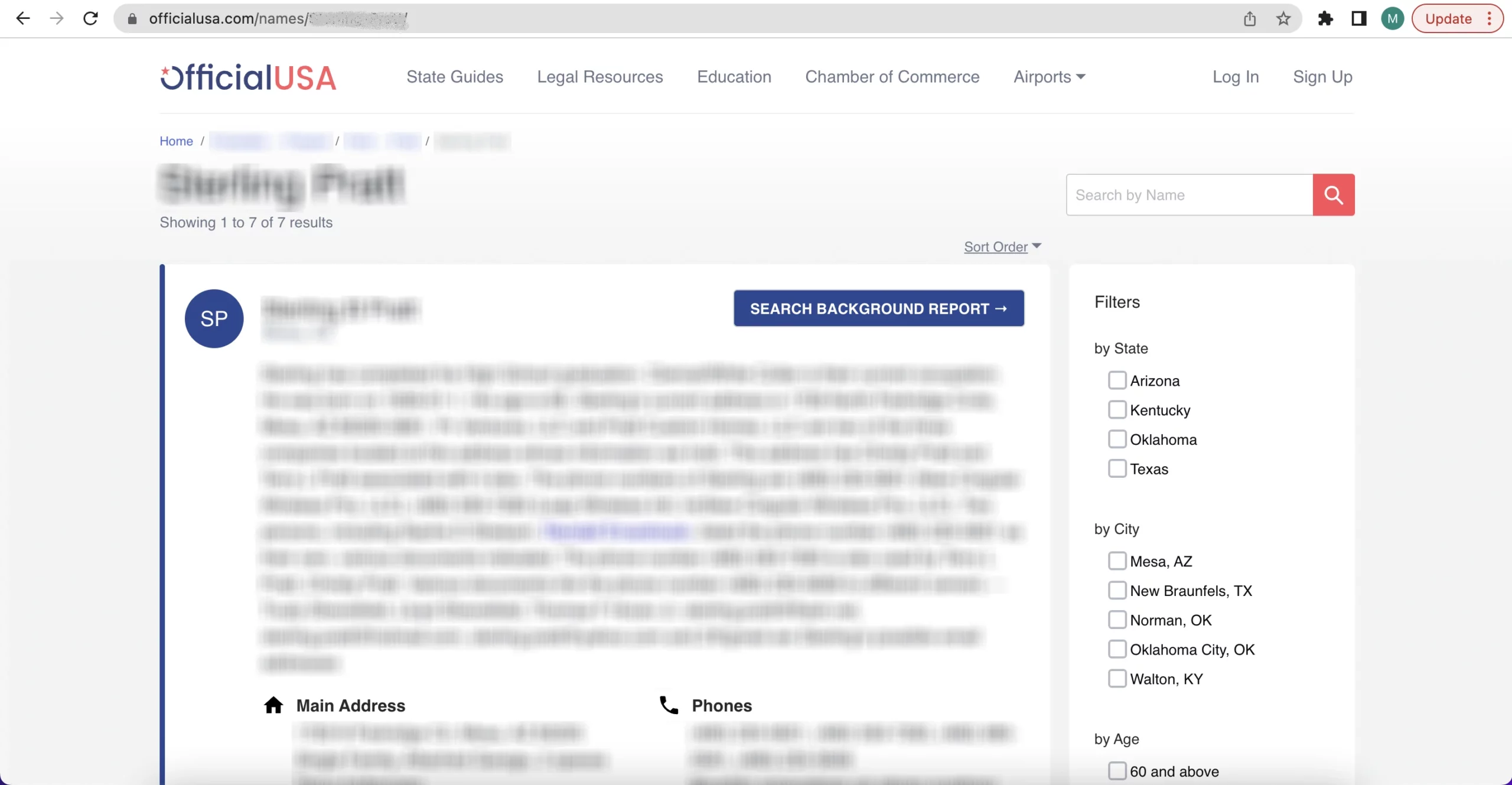 Historical Copy the URL from the browser address bar interface example for OfficialUSA.com. Example identifying details are obscured where needed.