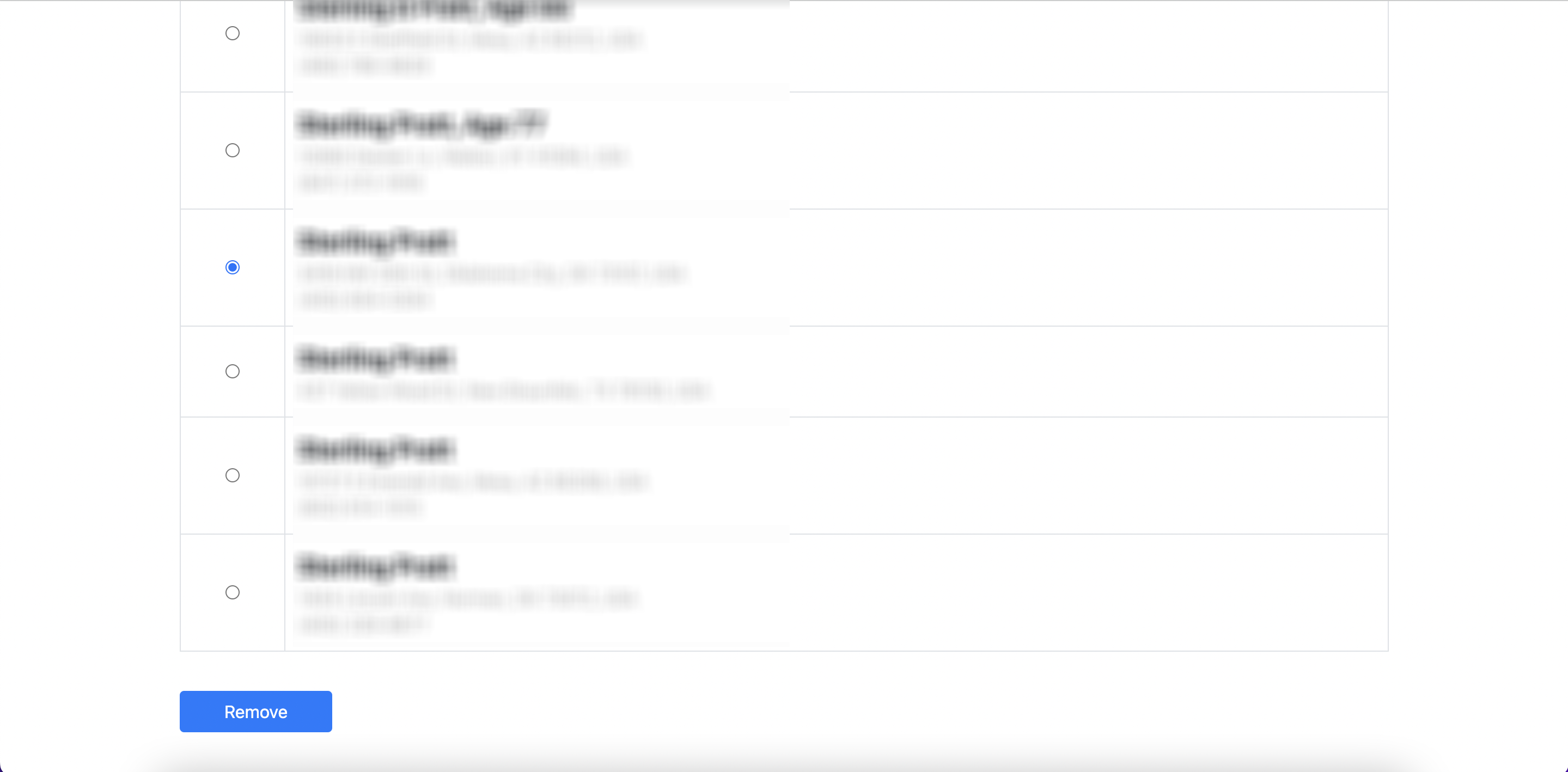 Historical matching-record removal controls interface example for OfficialUSA.com. Example identifying details are obscured where needed.