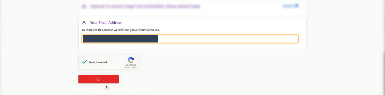Historical Enter your email address, solve the CAPTCHA, and submit interface example for Social Catfish. Example identifying details are obscured where needed.