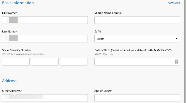Historical prescreening identity fields interface example for TransUnion. Example identifying details are obscured where needed.