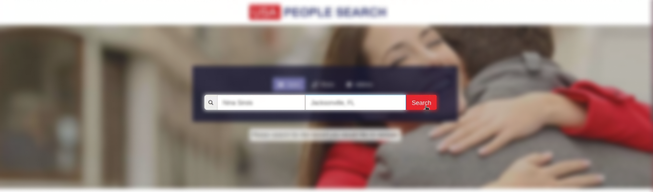 Historical Search for your first and last name, city, and state interface example for USA People Search. Example identifying details are obscured where needed.