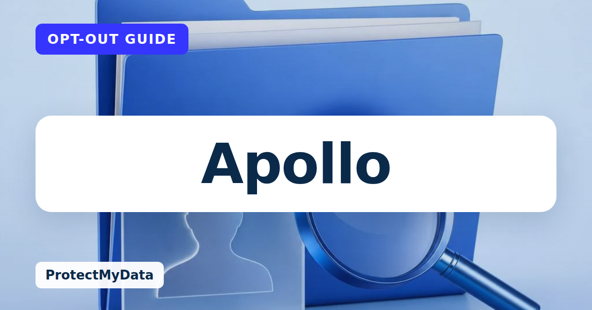 Apollo opt-out guide, with the broker name prominently labelled on original ProtectMyData artwork.