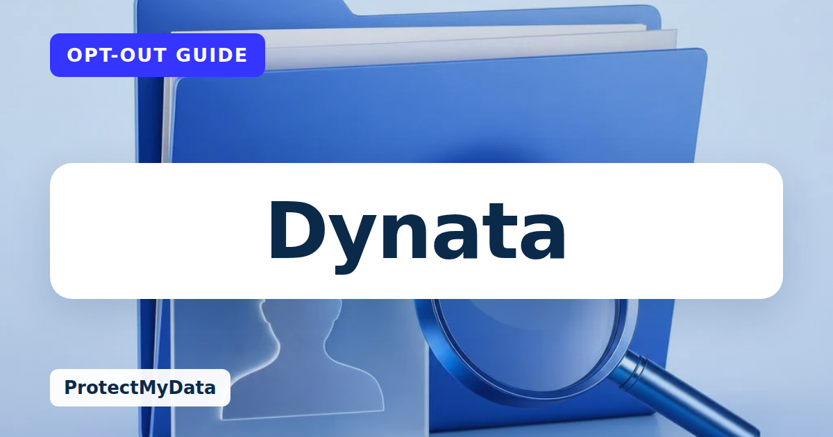 Dynata opt-out guide, with the broker name prominently labelled on original ProtectMyData artwork.